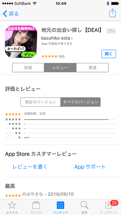 DEAI　AppStore口コミ